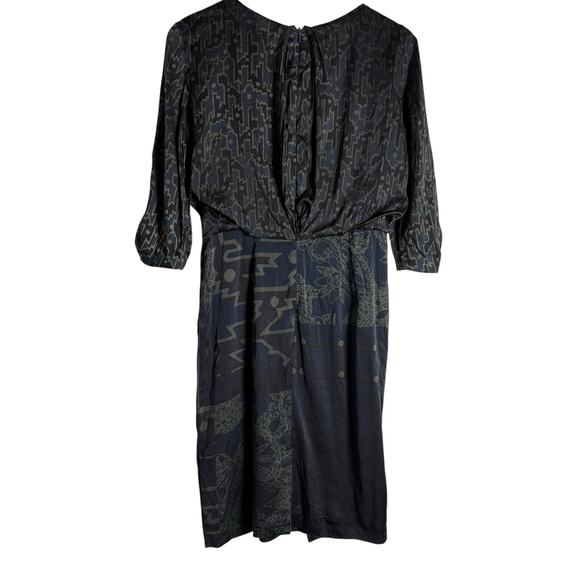 Etro Italian Silk Geometric Print 3/4 Sleeve Sheath Dress Size 8 - Picture 13 of 16